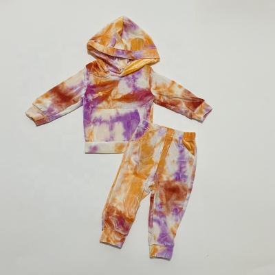 China Kids Boutique Clothing Boy And Girl Summer Casual Clothes Teams Tie Dye Velvet Jogger Set for sale