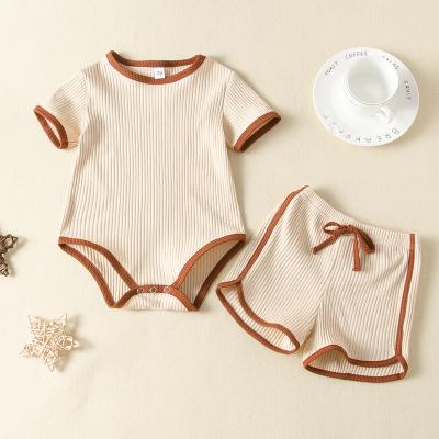 China Baby Casual Wholesale Infant Clothing Ribbed Romper And Shorts Teams Suits Rib Girl Summer Clothes for sale