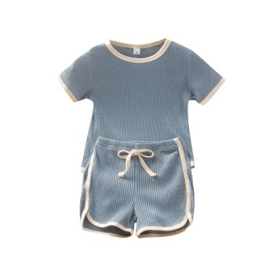 China Wholesale casual girls baby clothes outfits ribbed romper and shorts clothing sets kids summer clothing for sale