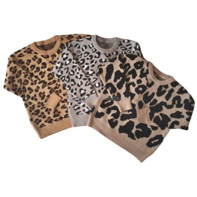 China Breathable In Running Knitted Baby Clothes Wholesale Warm Kids Sweater Babies Long Sleeves Leopard Pullover for sale