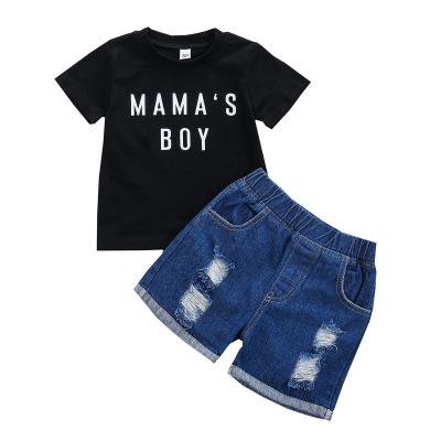 China Wholesale Mom Boutique Casual Clothing Kids Boy Shirt Denim Shorts Kids Boys Clothes Sets For Summer for sale