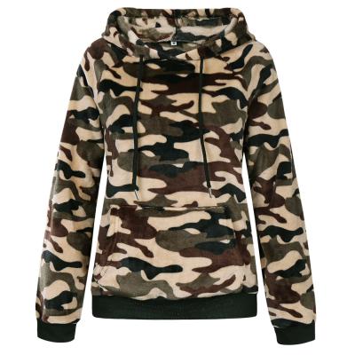 China Camouflage Breathable Fleece Fashion Long Sleeve Sherpa Womens Winter Womens Hooded Sweatshirt For Ladies for sale