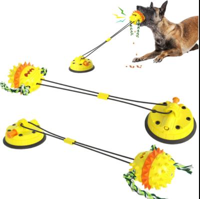 China Super Dogs Vacuum Suction Cup Rope Ball Dog Toy with Sound Function, Food Leakage Function, Teething Toy Function and Bouncing Function for sale