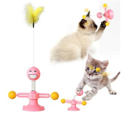 China Bird Viable Pet Interactive Spring Toys Rotating Suction Cups Cat Funny Stick Suction Teasing Cups Bouncing Cute Interactive Cat Toys for sale