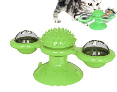 China Viable Amuse Rotating Pet Rotating Faulty Shock Absorber Interactive Design Toy Windmill Pet Cat Turntable Toys for sale