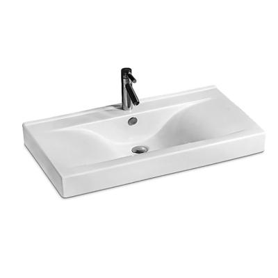 China YUSON YS27289-80 Easy Clean Hotel Offer Interior White Ceramic Countertop Vanity Basin Sink 10cm Bathroom Cabinet Single Sink for sale