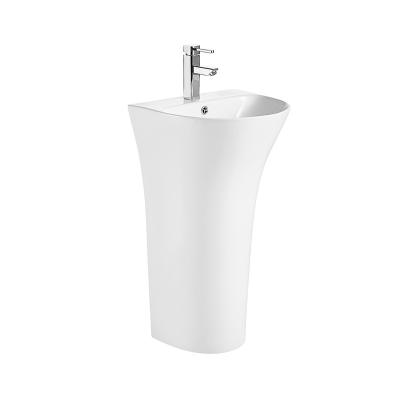 China Contemporary High Quality One Piece Totem Wall-hung Modern Ceramic Wash Basin Bathroom Sink for sale