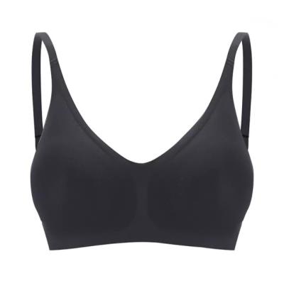 China Breathable Smooth Steel Ring Free Bra Comfortable Traceless Soft Support Ladies Lace Transparent Padding Bra for sale