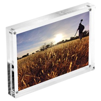 China Custom Acrylic Clear Transparent Acrylic Sign Holder Board Perspex Sheet Bed Magnetic Photo Frame for sale