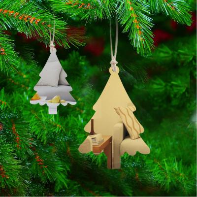 China Acrylic Christmas Tree Supplies Decoration Gold Silver Mirror Hanging Leaf Te koop