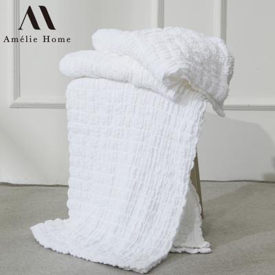 China Amelie Home Cotton Throw Blanket Anti-static Custom Soft Muslin Blanket For Summer Muslin Wrap Blanket for sale