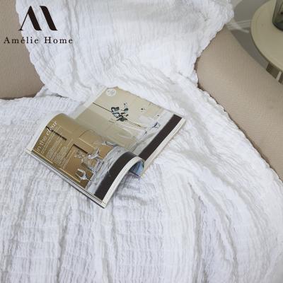 China Custom Amelie Home Summer Cotton Muslin Anti-Static Throw Blanket Soft Blankets For Adult Bed Muslin Blanket for sale