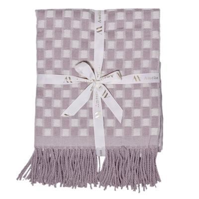 China Amelie Home Wholesale Acrylic Woven Designer Plaid Blanket Soft Anti-Static Throw Blanket For Winter for sale