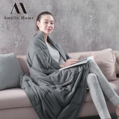 China Amelie Home Custom Premium Polyester Glass Beads Weighted Anti-Static Heavy Blanket Blanket For Sofa for sale