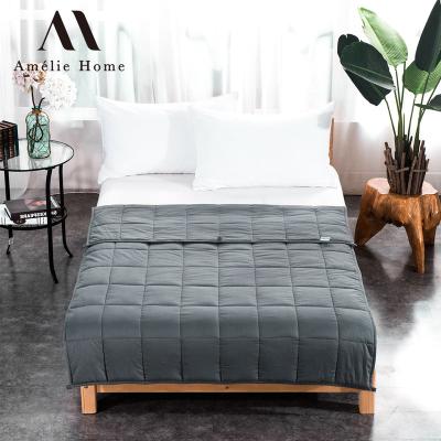 China Amelie Home Wholesale Premium Heavy Blanket Anti-Static Polyester Blanket Glass Beads Weighted Blanket For Bed for sale