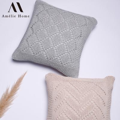 China Home Anti-static Thick Stitch Ameile Rhombic Pattern Knitted Soft Home Sofa Decor Pillow Cushion Cover Pillowcase for sale