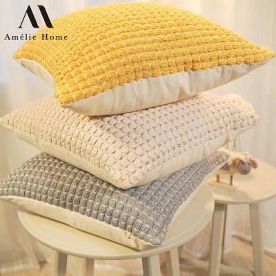 China Anti-static Geometric Cotton Embroidery Home Decor Home Decor Tiny Square Ameile Cushion Cover for sale