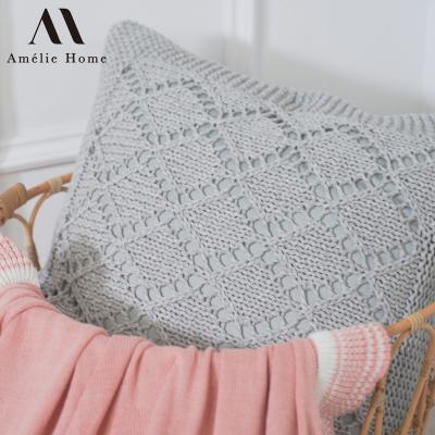 China Ameile Home Dinner Anti-static Comfortable Diamond Knitted Cushion Cover Sofa Couch Throw Pillow for sale