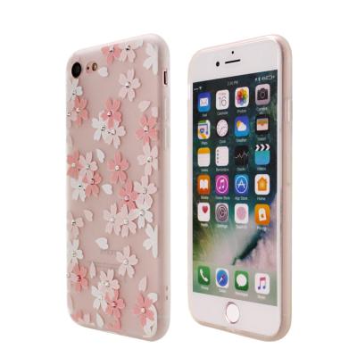 China luxury Anti-scratch diamond flowers floral matte tpu for iphone 8 case custom printed, for iphone 8 custom design case for sale