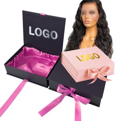 China Luxury Recyclable Custom Paper T-shirt Wigs Hair Extension Folding Collapsible Rigid Magnetic Apparel Packaging Gift Box With Ribbon for sale