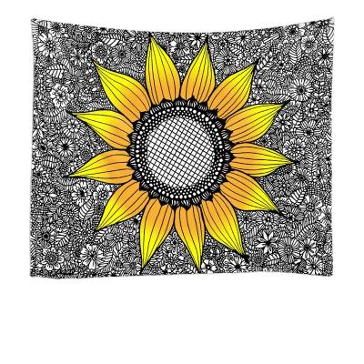 China Factory Wholesale Professional 3D Fabric Home Decoration Sun Flower Wall Hanging Professional Tapestry Directly for sale