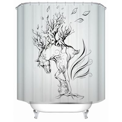 China Sustainable HD Polyester Fabric Household Bathroom Digital Printing Waterproof Shower Curtain for sale