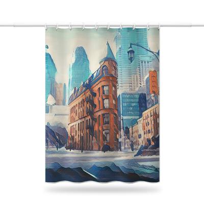 China Sustainable Environmental Protection And Waterproof Digital Printing Bathroom Shower Curtain for sale