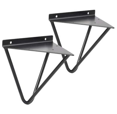 China Traditional Black Solid Steel Metal Heavy Wall Iron Floating Shelf Brackets for sale