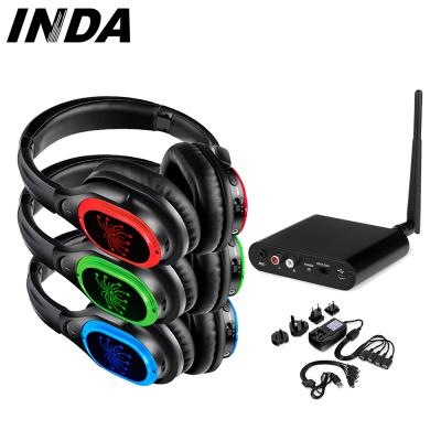 China 200~500 Meters 2020 Newest High Fidelity Noise Canceling Disco Party Silent Wireless Headphones Logo Customziable RF998B for sale