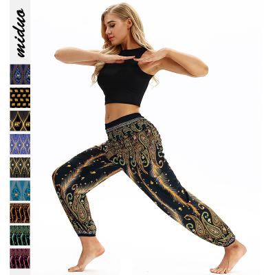 China Soft Feeling Bohemian Men Women Pants 2021 Loose Loose Aladdin Boho Festival Hippie Shirt Pants Woman High Waist Casual Thai Harem Pants for sale