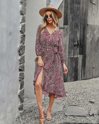 China 2021 Autumn Women Casual Vintage Dress Anti-static Short Summer Spring Slim Female Floral Dress for sale