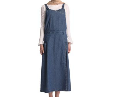 China Overall Soft Feeling Women Suspender Skirt Muslim Dress High Waist Long Pinafore Skirts Dress Muslim Suspender Skirt Dress for sale