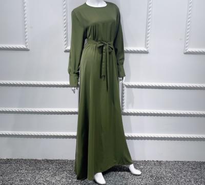 China Solid Color Polyester Irregular Ruffle Clothing Soft Feeling Maxi Long Sleeve Women Muslim Islamic Dress for sale