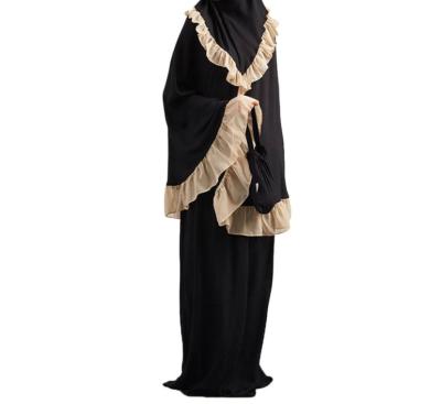 China Soft Feeling Solid Color Fashion Large Scale Long Dress Worship With Wooden Ears Women Islamic Muslim Prayer Dress for sale