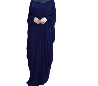 China New Coming Feeling Soft Plus Size Pleated Abaya Maxi Dresses Batwing Sleeves Islamic Muslim Clothing Solid Color For Women for sale