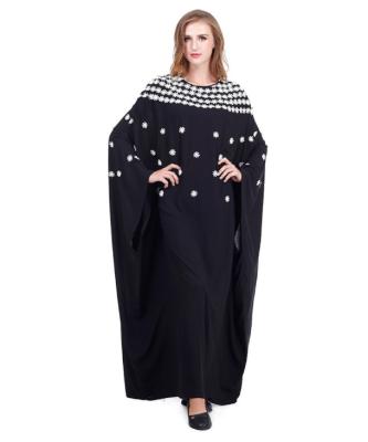 China 2021 Summer O-Neck Sleeve Flare Print Women's Casual Modern Border Dress Embroidered Dress Women's Arab Muslim Middle East Dress for sale