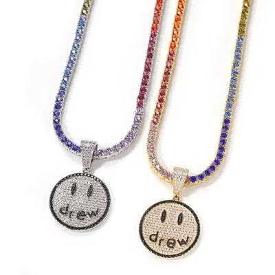 China 2021 Fashionable Colorful Gold Plated Brass Hip Hop Jewelry Pendant Necklace for sale