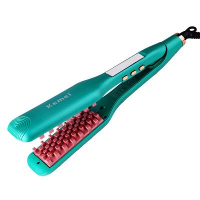 China KM-1228 Outdoor Hot Sales Creative Design Adjustable Temperature Hair Trimmer Straightener With Display for sale