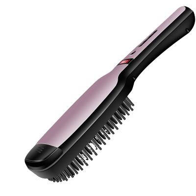 China Kemei New Arrival Electric Straightener LCD Hair Wet Dry Using Brush Hair Straightener Professional With LCD Display for sale