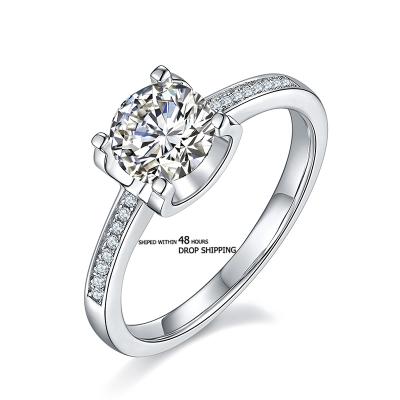 China Trendy Can Be Shipped Within 48 Hours 1 Carat 6.50mm Round Halo In Sterling Silver With Moissanite Ring for sale