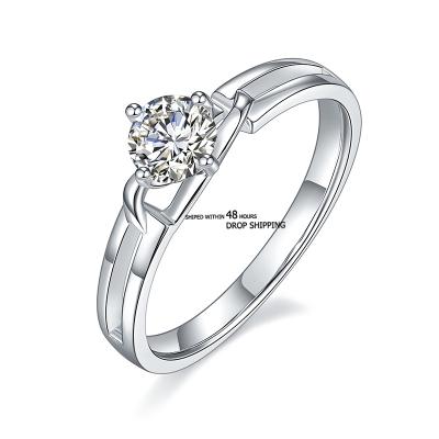 China FASHIONABLE can be shipped within 48 hours 1 carat 6.5 mm round cut moissanite 925 sterling silver ladies ring for sale