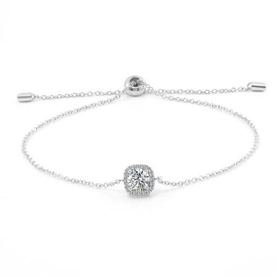 China Other Sterling silver 0.5 carat 5mm mm round cut moissanite bracelet women 15 cm + 3 cm extension chain for sale