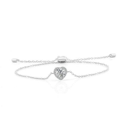 China 1 Carat 5mm Cm Series Cut Moissanite Bracelet TRENDY Heart Shaped 15 Carat Women's Bracelet + 3cm Extension Chain for sale