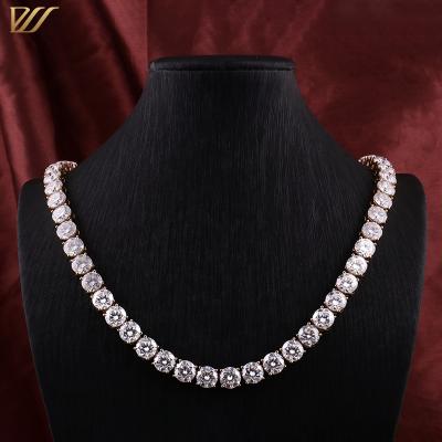 China Hiphop Hip Hop Iced Out Bling Moissanite Tennis Chain Necklace 10K White Gold Handmade Jewelry for sale