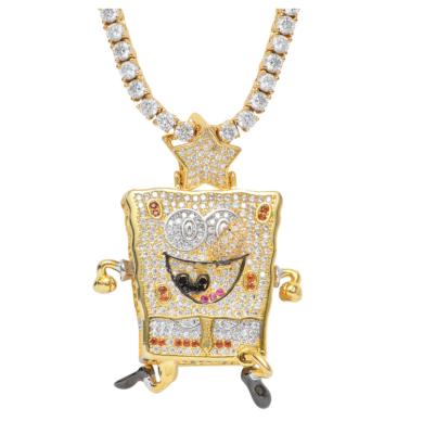 China Hiphop Provence Jewelry SpongeBob SquarePants Style Hip Hop Sliver Gold Plated Fashion Pendant Trendy Style for sale