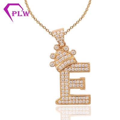 China Hiphop hiphop iced out initial 26 solid arabic letters lab diamond pendant 14k yellow gold necklace for sale