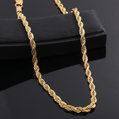 China 1.15MM 1.45MM 18inches Diamond Cut Rope Chain Necklace Rose Gold Filled Men Solid 18K Yellow Gold Hiphop Hiphop Jewelry for sale