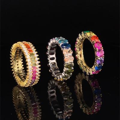 China China Beautiful New Arrival FASHION FANCY Cut Eternity Full Eternity Zirconia Rainbow Diamond Engagement Ring for sale