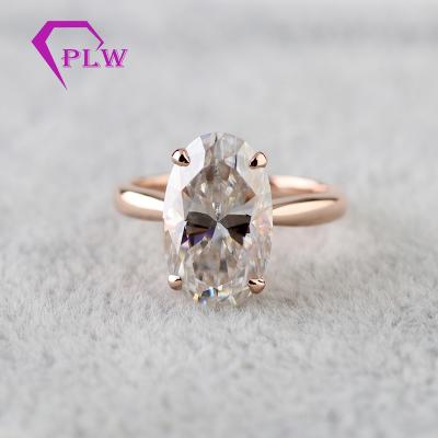 China 14k & 18k Gold Provence Moissanite Ring18K Gold 8*10mm Real Oval Cut Synthetic Moissanite Diamond Rose Gold Ring for sale