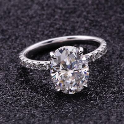 China CLASSIC 9x7mm Gold Filled Moissanite Diamond Ring 14k White Gold Oval Oval Engagement Ring D-VVS1 for sale